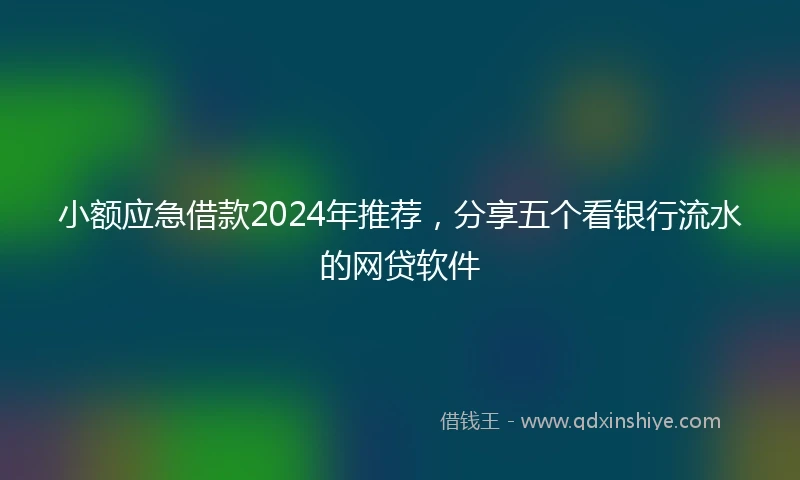 小额应急借款2024年推荐，分享五个看银行流水的网贷软件