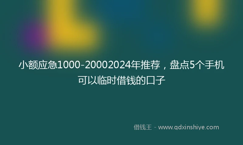 小额应急1000-20002024年推荐，盘点5个手机可以临时借钱的口子