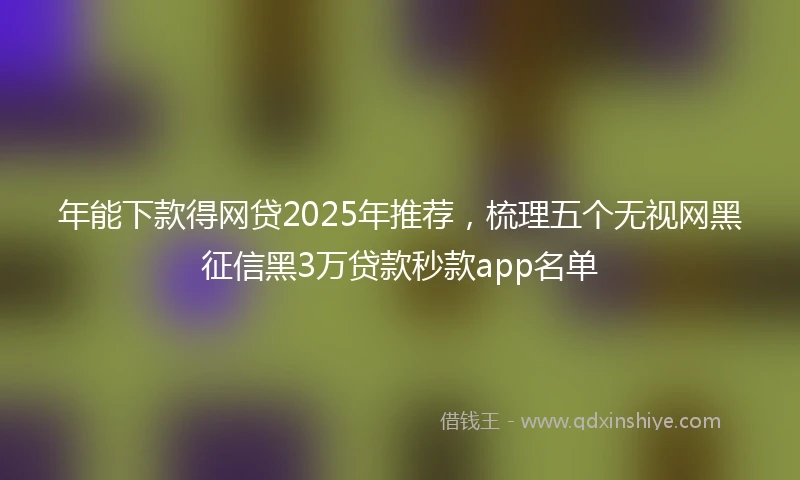 年能下款得网贷2025年推荐，梳理五个无视网黑征信黑3万贷款秒款app名单
