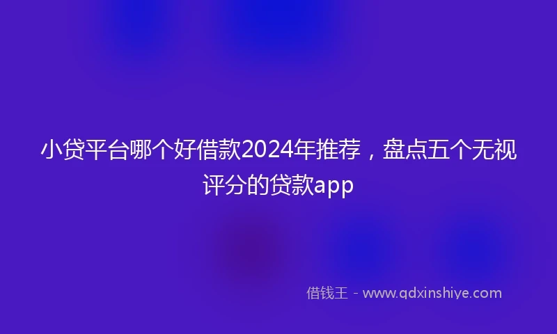 小贷平台哪个好借款2024年推荐，盘点五个无视评分的贷款app