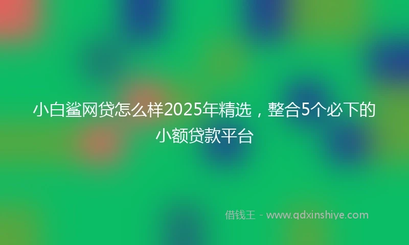 小白鲨网贷怎么样2025年精选，整合5个必下的小额贷款平台