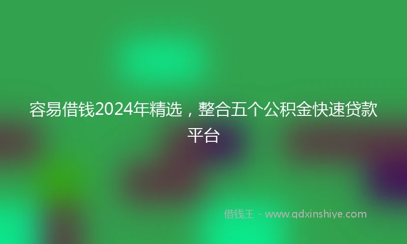 容易借钱2024年精选，整合五个公积金快速贷款平台