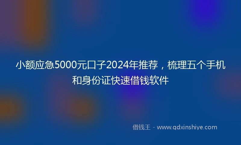 小额应急5000元口子2024年推荐，梳理五个手机和身份证快速借钱软件