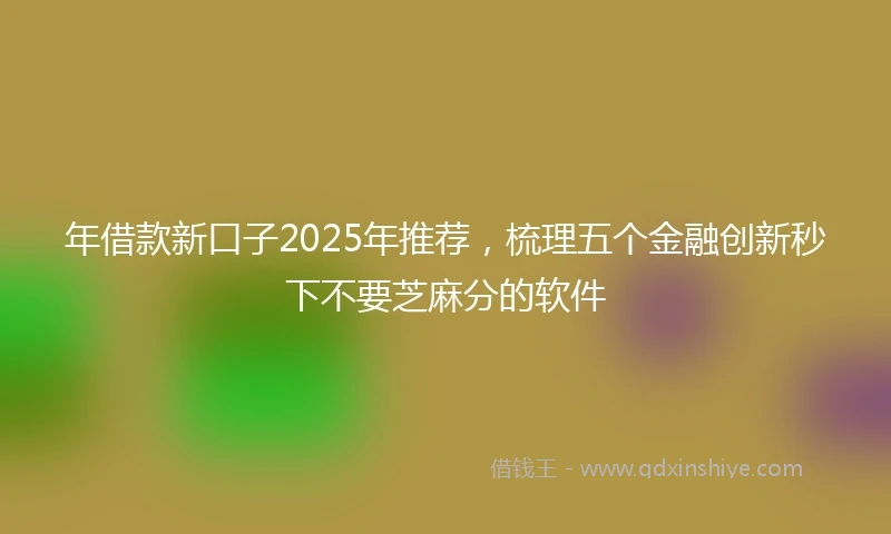 年借款新口子2025年推荐，梳理五个金融创新秒下不要芝麻分的软件