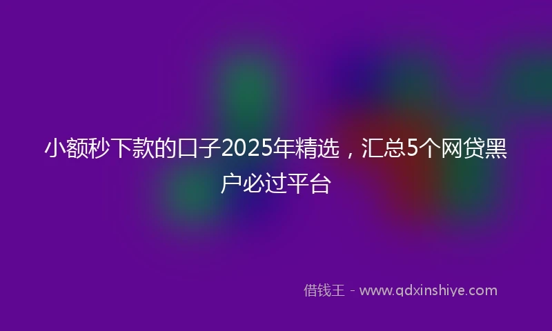 小额秒下款的口子2025年精选，汇总5个网贷黑户必过平台
