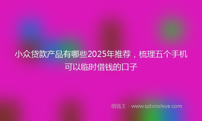 小众贷款产品有哪些2025年推荐，梳理五个手机可以临时借钱的口子