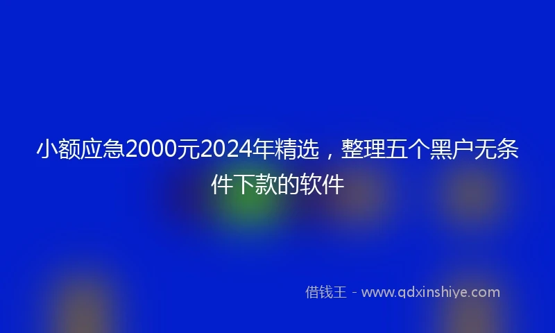 小额应急2000元2024年精选，整理五个黑户无条件下款的软件