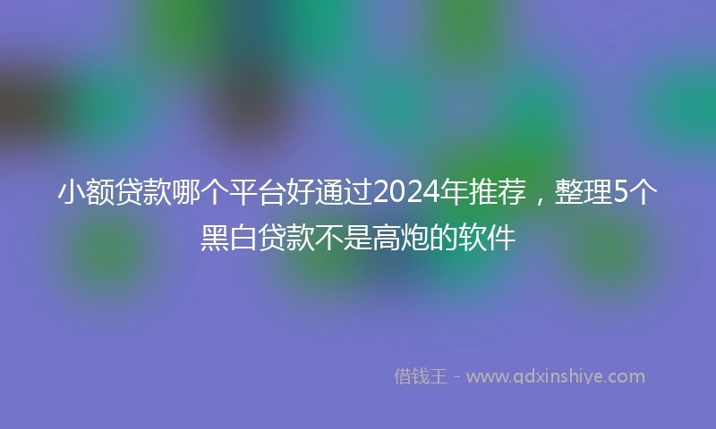小额贷款哪个平台好通过2024年推荐，整理5个黑白贷款不是高炮的软件