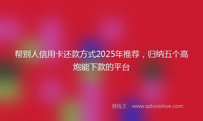 帮别人信用卡还款方式2025年推荐，归纳五个高炮能下款的平台