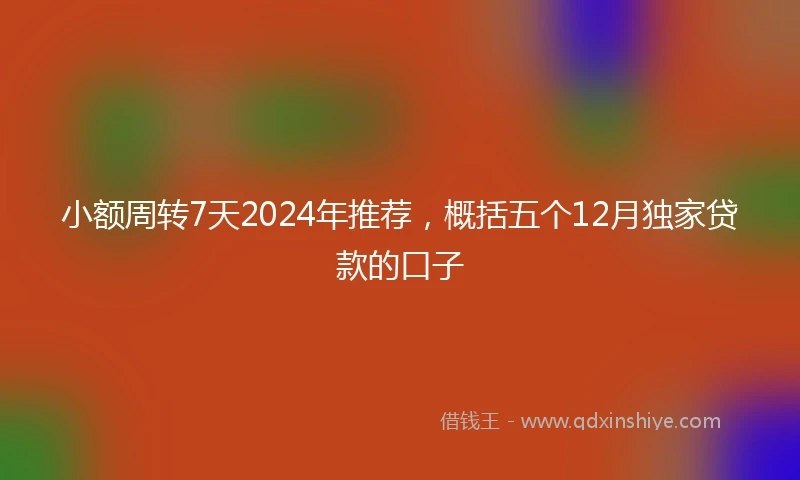小额周转7天2024年推荐，概括五个12月独家贷款的口子