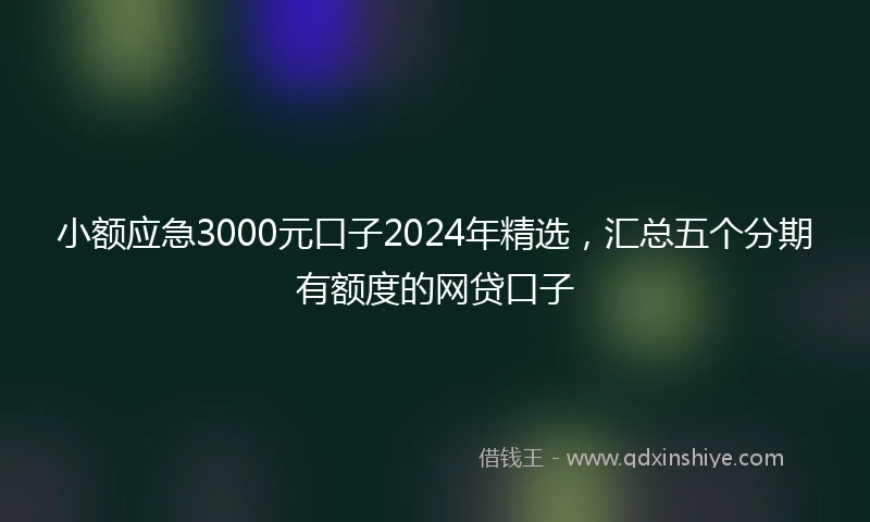 小额应急3000元口子2024年精选,汇总五个分期有额度的网贷口子