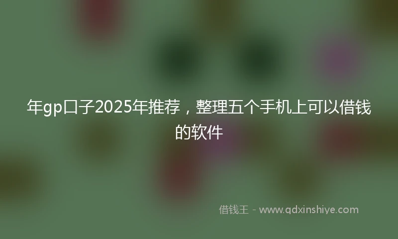 年gp口子2025年推荐，整理五个手机上可以借钱的软件