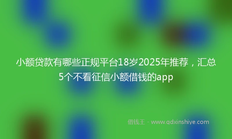 小额贷款有哪些正规平台18岁2025年推荐，汇总5个不看征信小额借钱的app