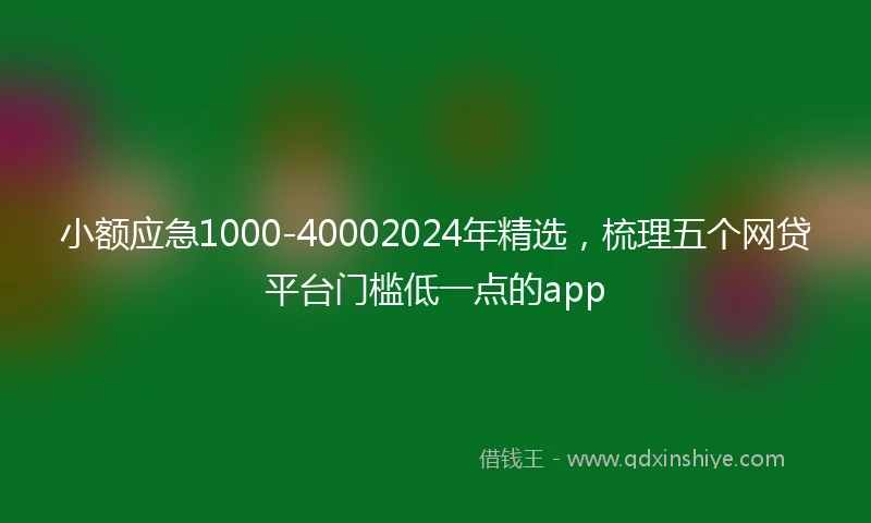 小额应急1000-40002024年精选，梳理五个网贷平台门槛低一点的app