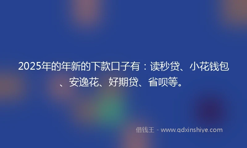 2025年的年新的下款口子有：读秒贷、小花钱包、安逸花、好期贷、省呗等。