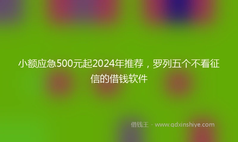 小额应急500元起2024年推荐，罗列五个不看征信的借钱软件