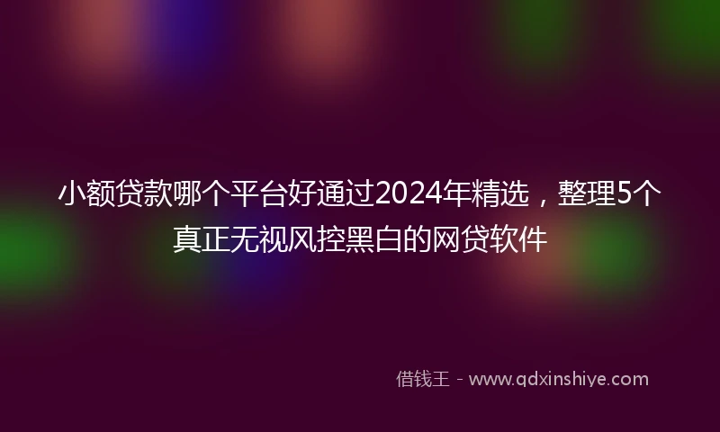 小额贷款哪个平台好通过2024年精选，整理5个真正无视风控黑白的网贷软件