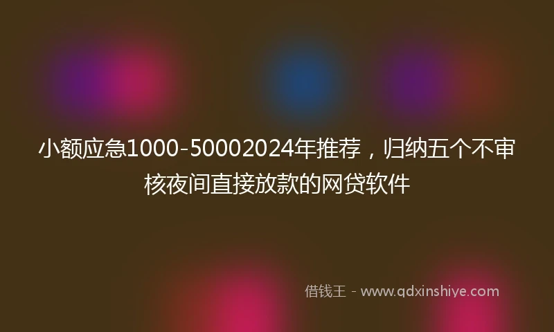 小额应急1000-50002024年推荐，归纳五个不审核夜间直接放款的网贷软件