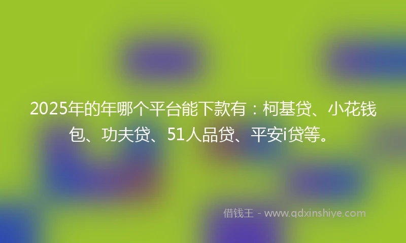 2025年的年哪个平台能下款有：柯基贷、小花钱包、功夫贷、51人品贷、平安i贷等。