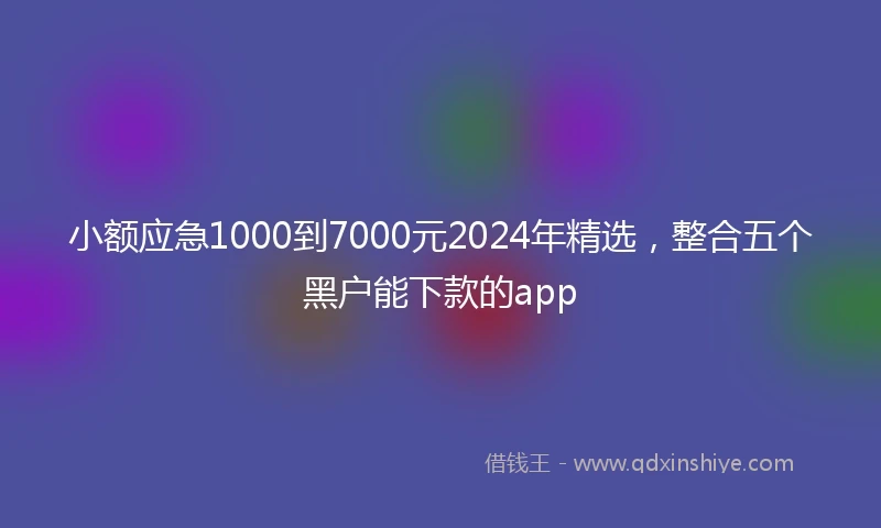 小额应急1000到7000元2024年精选，整合五个黑户能下款的app