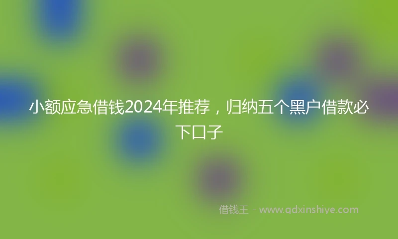 小额应急借钱2024年推荐，归纳五个黑户借款必下口子
