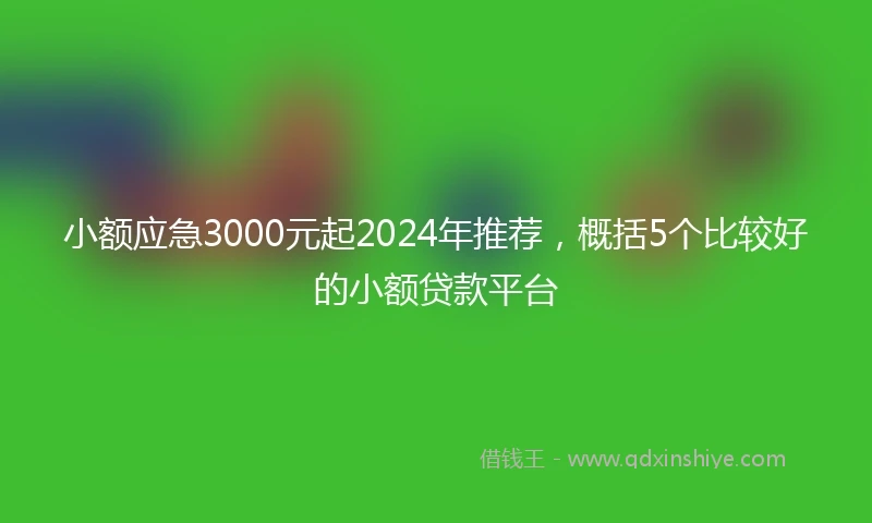 小额应急3000元起2024年推荐,概括5个比较好的小额贷款平台