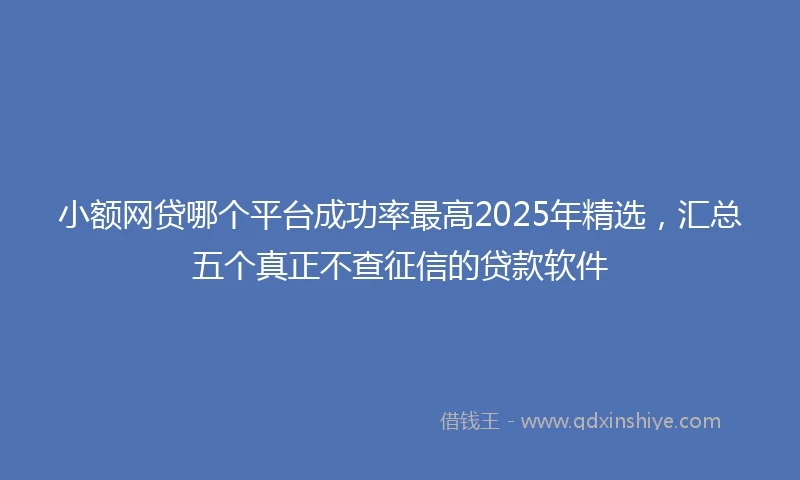 小额网贷哪个平台成功率最高2025年精选，汇总五个真正不查征信的贷款软件