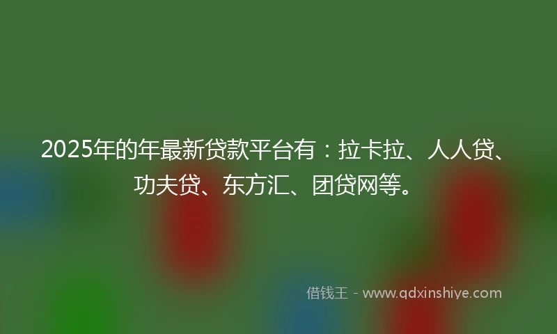 2025年的年最新贷款平台有：拉卡拉、人人贷、功夫贷、东方汇、团贷网等。