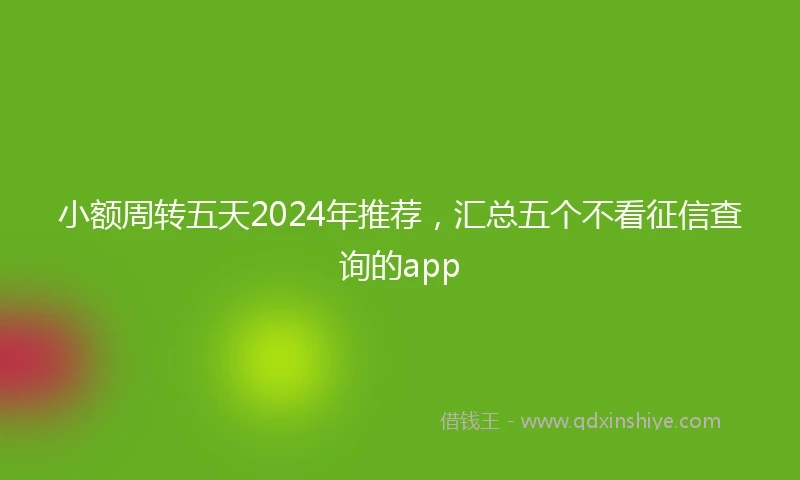 小额周转五天2024年推荐，汇总五个不看征信查询的app