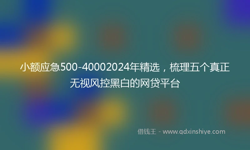 小额应急500-40002024年精选，梳理五个真正无视风控黑白的网贷平台