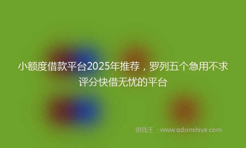 小额度借款平台2025年推荐，罗列五个急用不求评分快借无忧的平台