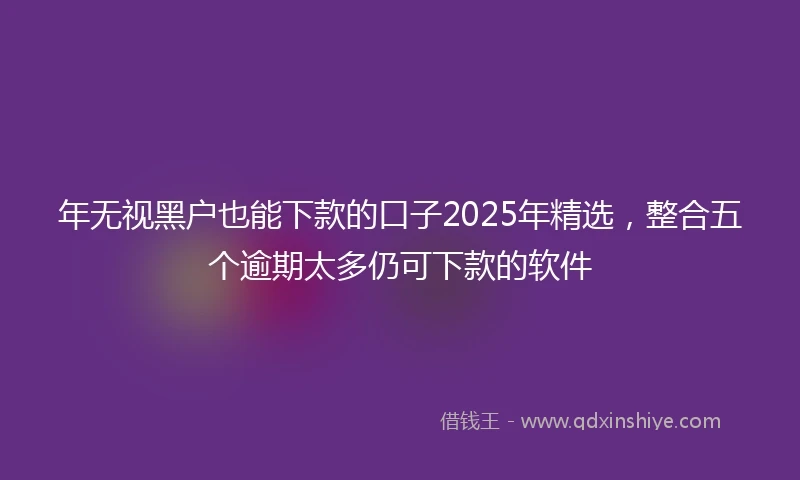 年无视黑户也能下款的口子2025年精选，整合五个逾期太多仍可下款的软件