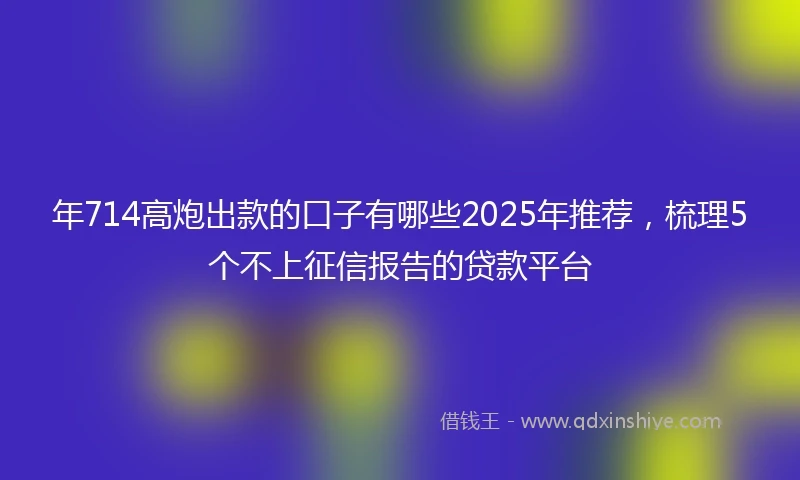 年714高炮出款的口子有哪些2025年推荐，梳理5个不上征信报告的贷款平台