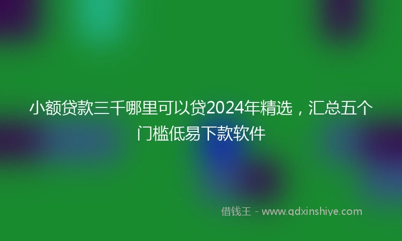 小额贷款三千哪里可以贷2024年精选，汇总五个门槛低易下款软件