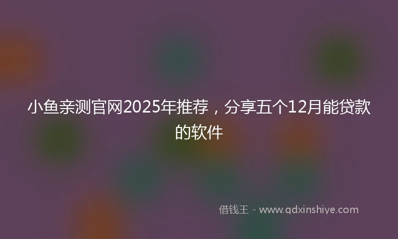 小鱼亲测官网2025年推荐,分享五个12月能贷款的软件