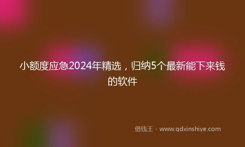 小额度应急2024年精选，归纳5个最新能下来钱的软件