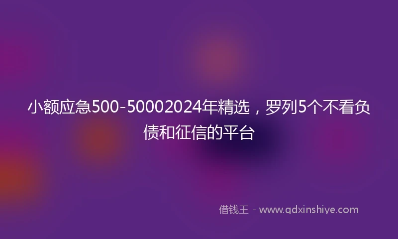 小额应急500-50002024年精选，罗列5个不看负债和征信的平台