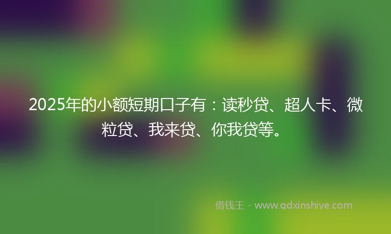 2025年的小额短期口子有：读秒贷、超人卡、微粒贷、我来贷、你我贷等。