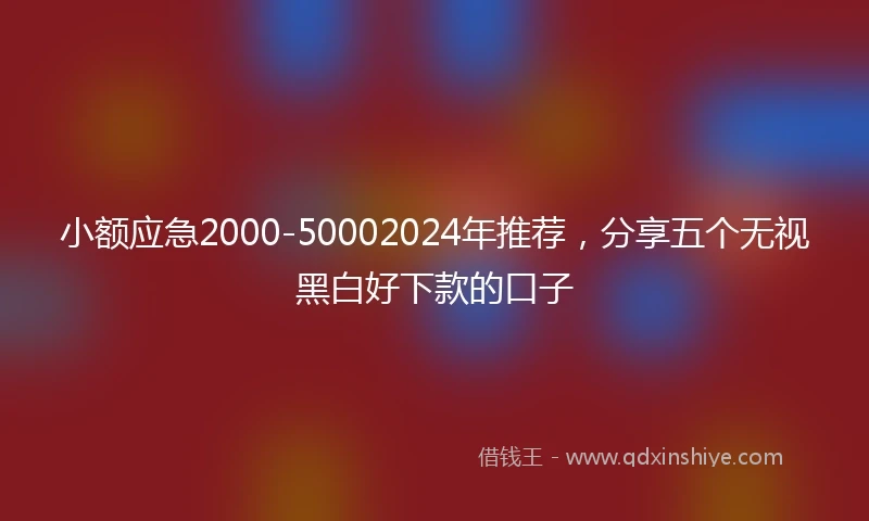 小额应急2000-50002024年推荐，分享五个无视黑白好下款的口子