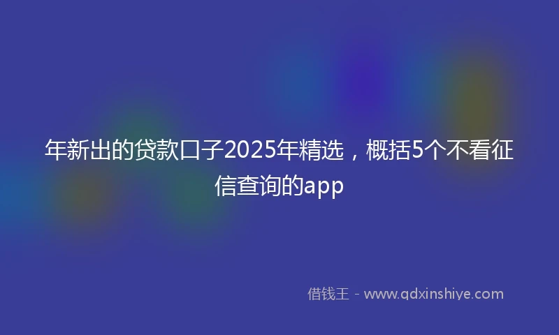 年新出的贷款口子2025年精选，概括5个不看征信查询的app