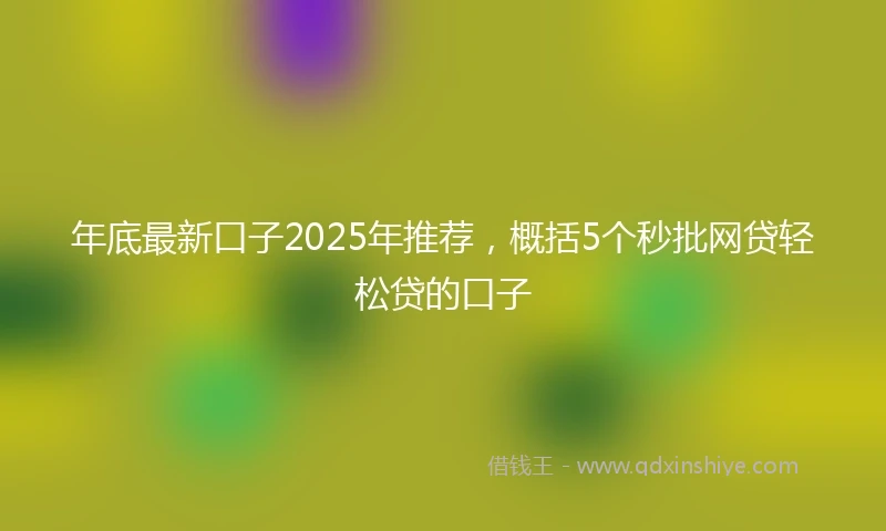 年底最新口子2025年推荐，概括5个秒批网贷轻松贷的口子