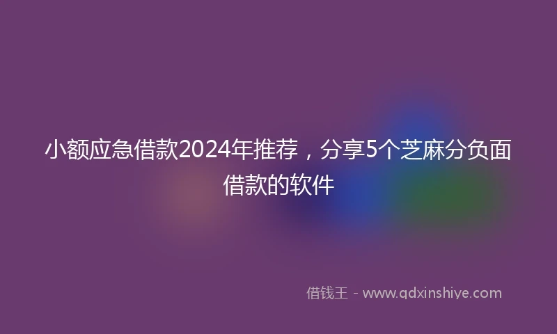 小额应急借款2024年推荐，分享5个芝麻分负面借款的软件