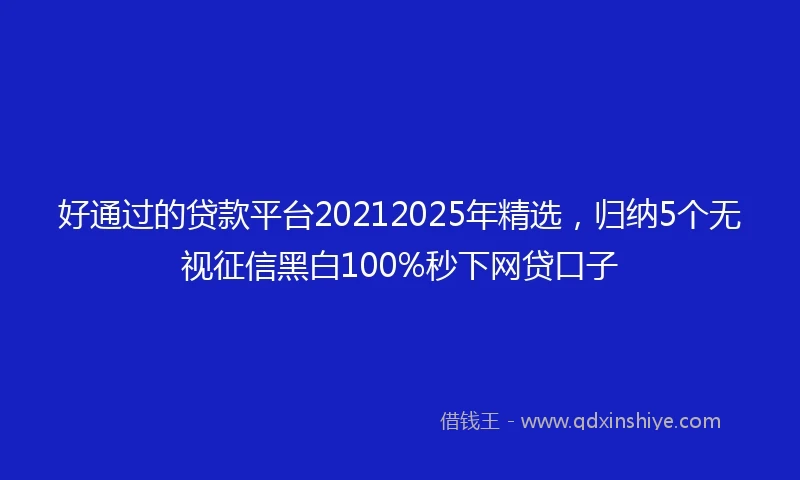 好通过的贷款平台20212025年精选，归纳5个无视征信黑白100%秒下网贷口子