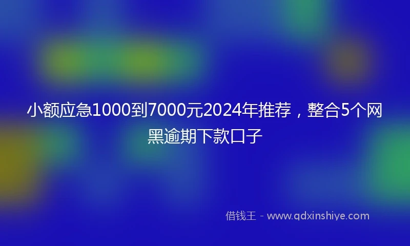 小额应急1000到7000元2024年推荐，整合5个网黑逾期下款口子