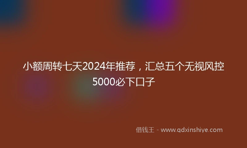 小额周转七天2024年推荐，汇总五个无视风控5000必下口子