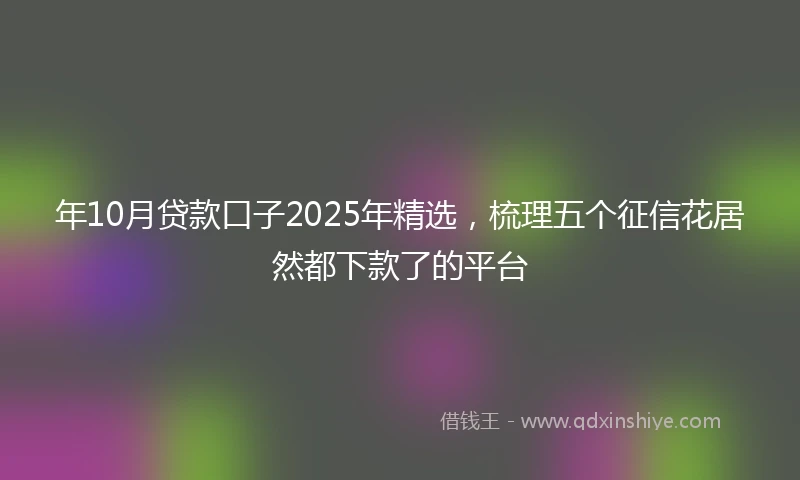 年10月贷款口子2025年精选，梳理五个征信花居然都下款了的平台