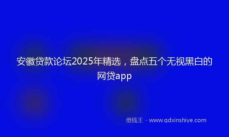 安徽贷款论坛2025年精选，盘点五个无视黑白的网贷app