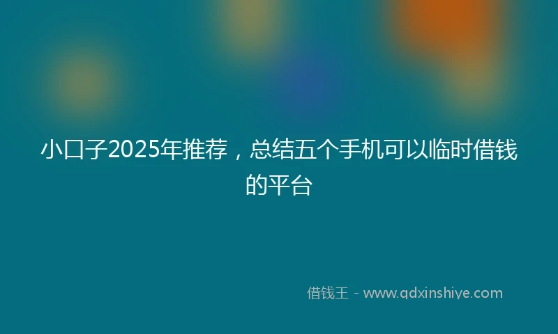 小口子2025年推荐,总结五个手机可以临时借钱的平台