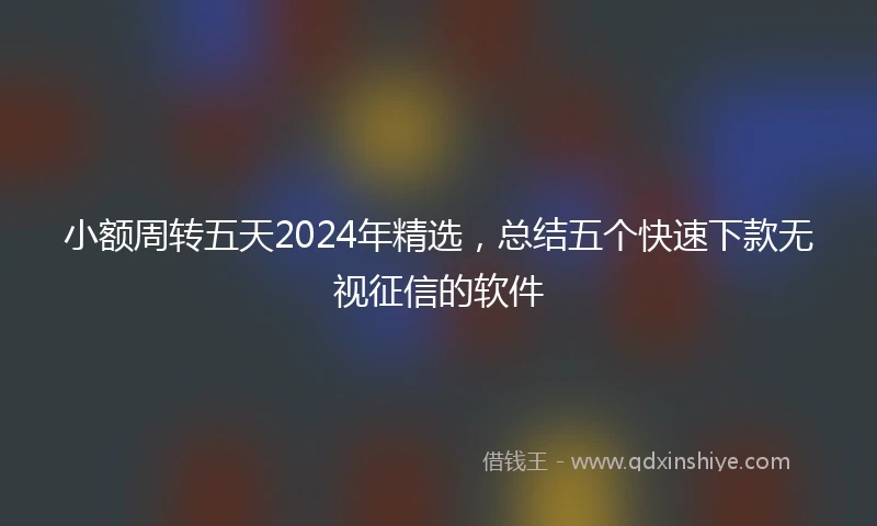 小额周转五天2024年精选，总结五个快速下款无视征信的软件