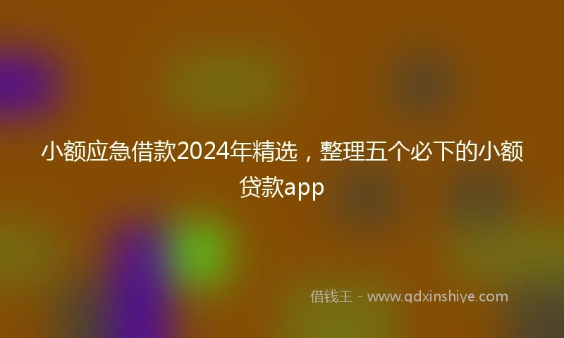 小额应急借款2024年精选，整理五个必下的小额贷款app